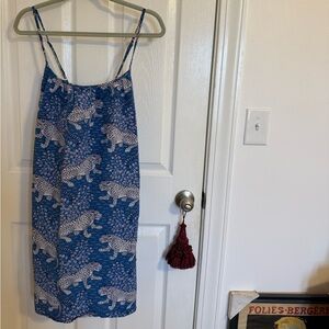 Printfresh Blue and White Leopard Pattern Cotton Dress